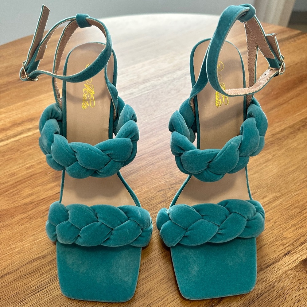 Velvet Turquoise Heels